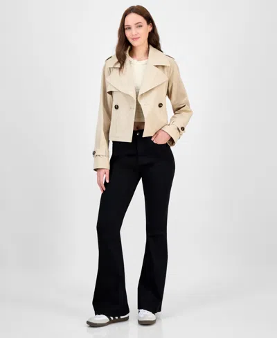 Maralyn & Me Juniors' Cropped Trench Coat, Exclusively At Macy's In Neutral