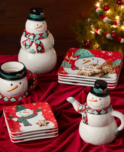 Certified International Christmas Whimsy Snowman Canape Plates, Set Of 4 In Multi