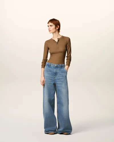 Ami Alexandre Mattiussi Wide Leg Denim Trousers Featuring Pockets In Blue