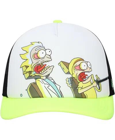 Lids Men's And Women's White/neon Green Rick And Morty Graphic Foam Trucker Adjustable Hat