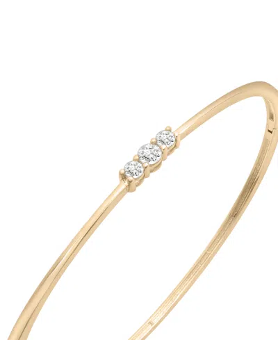 Wrapped Diamond Three Stone Bangle Bracelet (1/4 Ct. T.w.) In 10k Gold, Macy's Exclusive In Gold