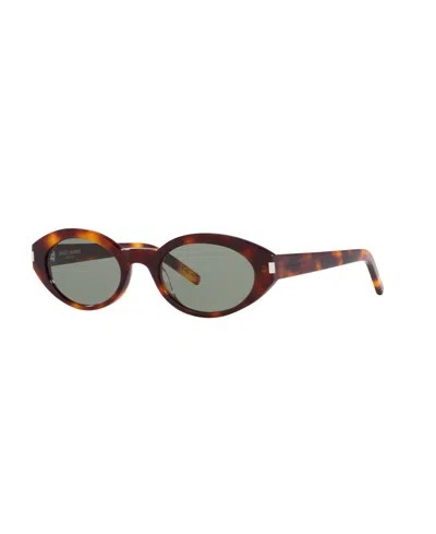 Saint Laurent Oval-frame Tortoiseshell Acetate Sunglasses In Green