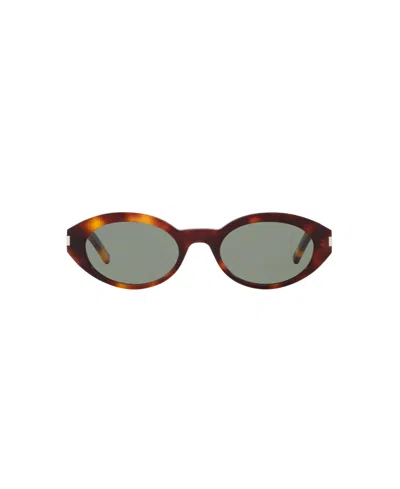 Saint Laurent Oval-frame Tortoiseshell Acetate Sunglasses In Green