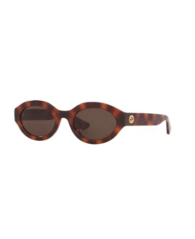 Gucci Womens Brown Gg1579s Oval-frame Injected Sunglasses In Brown