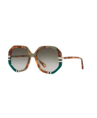 Chloé Womens Ch0105s Hexagonal-frame Acetate Sunglasses Brown In Brown