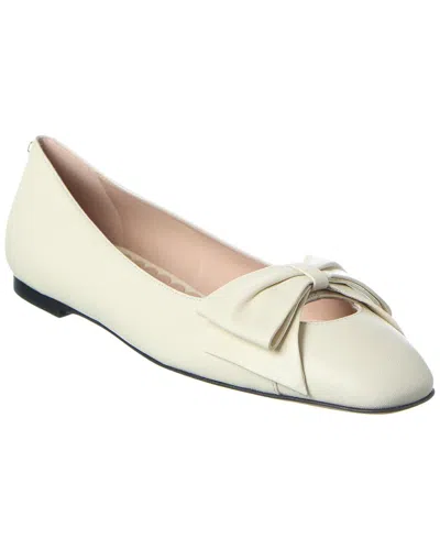 Valentino Leather Ballerinas Featuring Bow Detail In White