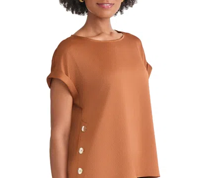 Jones New York Side Button Top In Brown