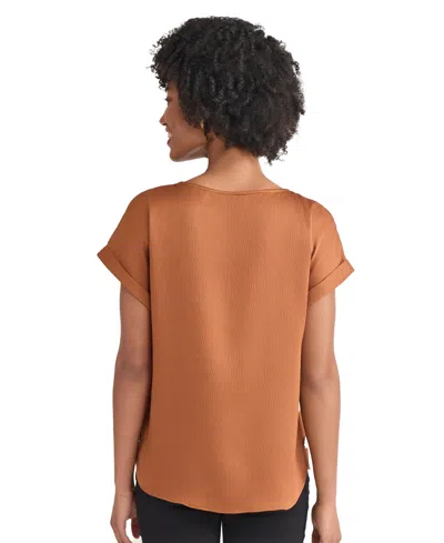 Jones New York Side Button Top In Brown
