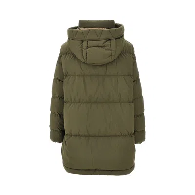 Herno Green Padded Down Jacket Frontal Zip Closure In Brown
