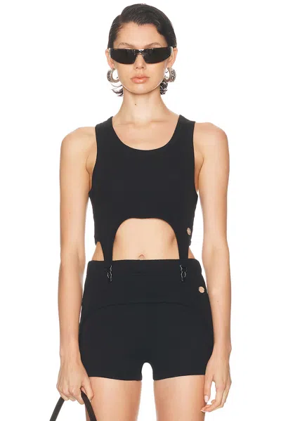 Jean Paul Gaultier Cotton Ribbed Bra With Lingerie Garter In Black