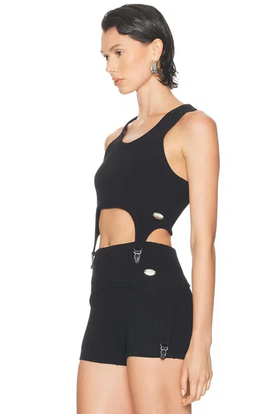 Jean Paul Gaultier Cotton Ribbed Bra With Lingerie Garter In Black