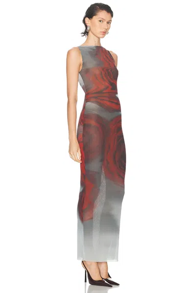 Jean Paul Gaultier Floral Maxi Dress Boat Neckline In Brown