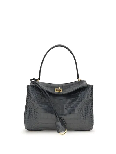 Balenciaga Rodeo Shoulder Bag In Crocodile-print Leather
