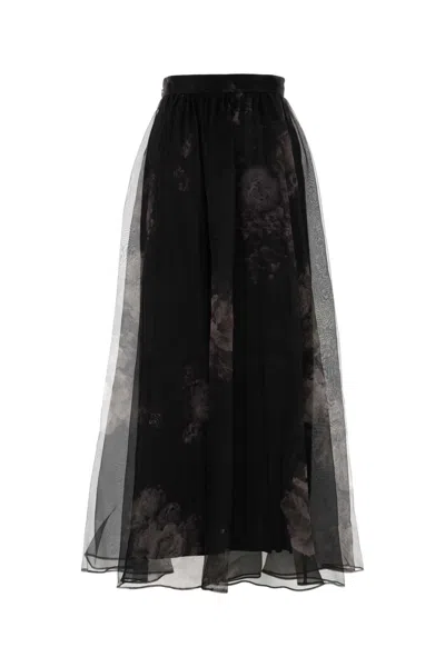 Zimmermann Hypnotic Floral Silk Organza Maxi Skirt In Black