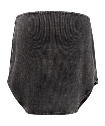 Diesel Denim Mini Skirt With Oval D Logo In Gray