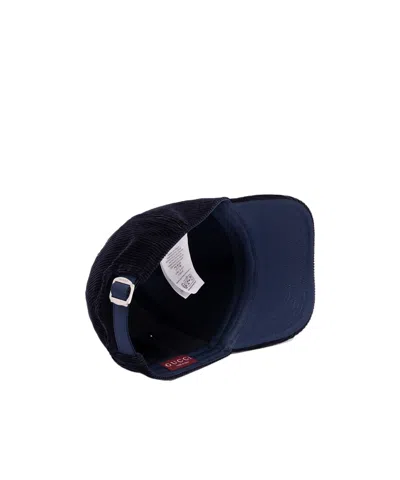 Gucci Textured Corduroy Baseball Cap With Curved Brim In Black
