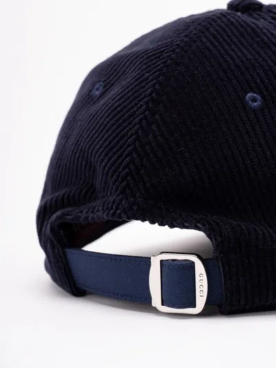 Gucci Textured Corduroy Baseball Cap With Curved Brim In Black