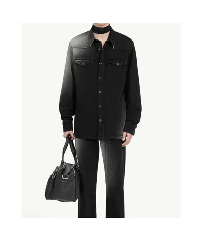 Mm6 Maison Margiela Western Style Denim Shirt Pockets In Black