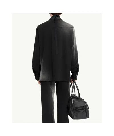 Mm6 Maison Margiela Western Style Denim Shirt Pockets In Black