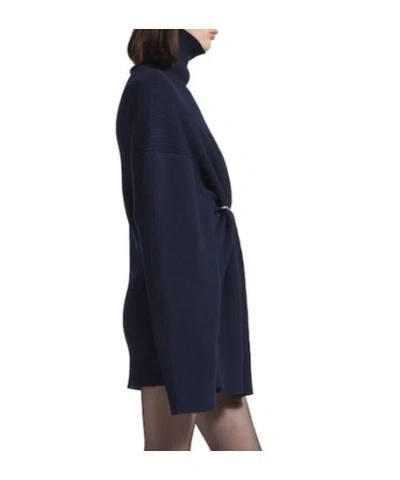 Balenciaga Pinched Navy Mini Dress In Wool And Cotton Women In Blue