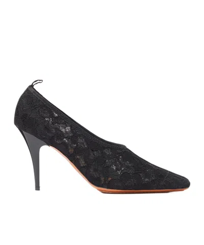 Stella Mccartney Square-toe Lace Stiletto Pumps In Black