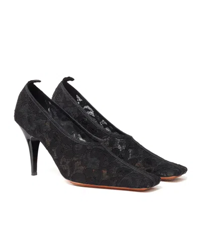 Stella Mccartney Square-toe Lace Stiletto Pumps In Black