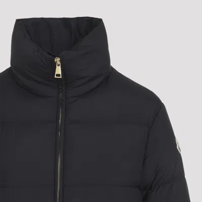 Moncler Down Jacket With Zip And Elastic Waist In Black