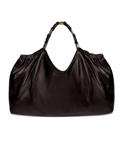 Anine Bing Medium Kate Embossed-logo Drawstring Tote Bag In Brown