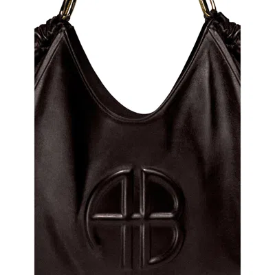 Anine Bing Medium Kate Embossed-logo Drawstring Tote Bag In Brown