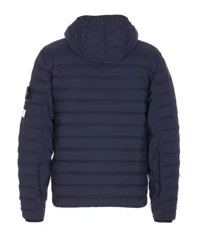 Stone Island Nylon Stretch Down Jacket In Blue