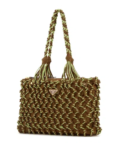 Prada Two-tone Mesh Shopping Bag In Multi