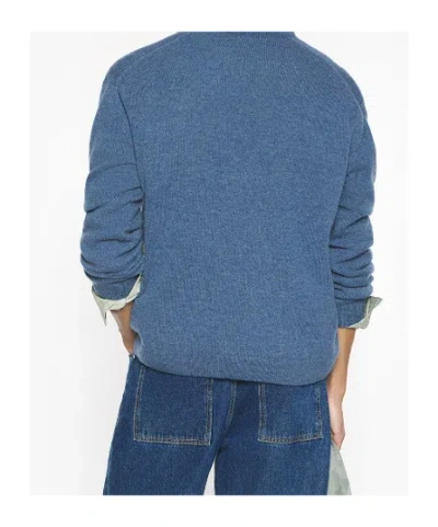 Maison Kitsuné Fox Head Wool Sweater In Blue