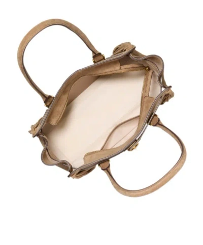 Michael Kors Hamilton Moderne Small Fringed Suede Satchel In Brown