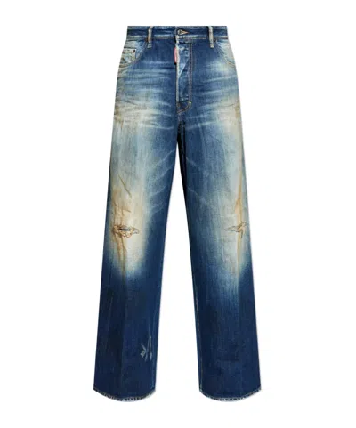 Dsquared2 Relaxed Fit Distressed Trousers Pockets In Blue