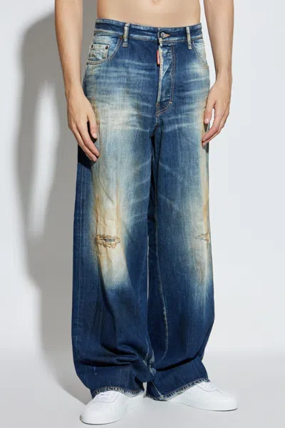 Dsquared2 Relaxed Fit Distressed Trousers Pockets In Blue