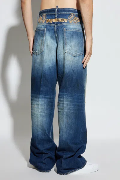 Dsquared2 Relaxed Fit Distressed Trousers Pockets In Blue