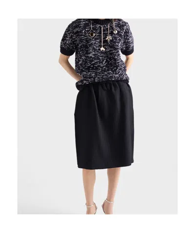Prada Chevron Pleated Virgin Wool Midi Skirt In Blue