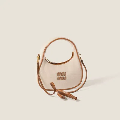 Miu Miu Wander Canvas And Leather Bag In Neutral