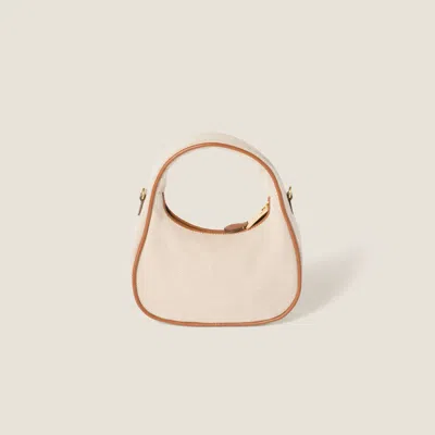 Miu Miu Wander Canvas And Leather Bag In Neutral