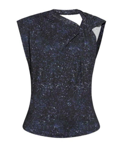Isabel Marant Nayda Asymmetrical T-shirt With Midnight Blue Print In Blue