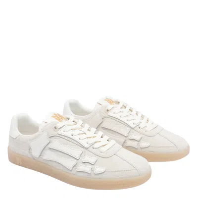 Amiri Pacific Bones Crocodile-effect Suede Sneakers In White