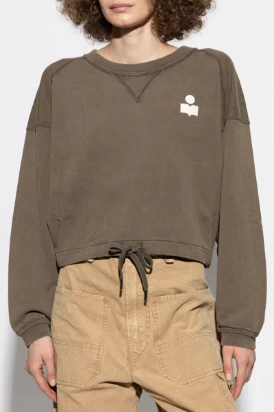 Isabel Marant Étoile Logo-print Drawstring-hem Sweatshirt In Brown