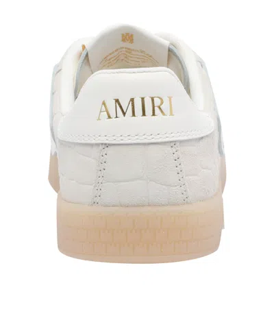 Amiri Pacific Bones Crocodile-effect Suede Sneakers In White
