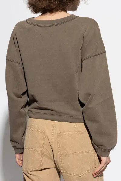 Isabel Marant Étoile Logo-print Drawstring-hem Sweatshirt In Brown