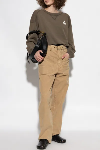 Isabel Marant Étoile Logo-print Drawstring-hem Sweatshirt In Brown