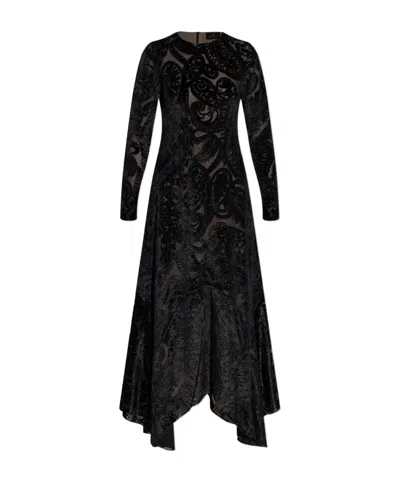 Etro Velvet Paisley Mermaid Maxi Dress In Black