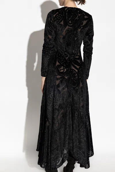 Etro Velvet Paisley Mermaid Maxi Dress In Black
