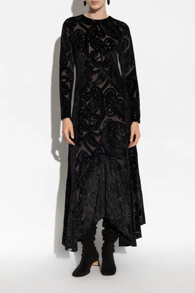 Etro Velvet Paisley Mermaid Maxi Dress In Black
