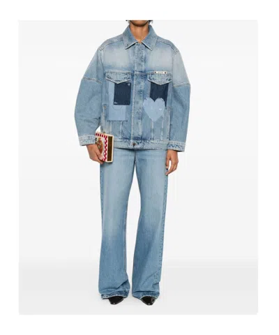 Moschino Tailored Patchwork Blazer Pockets In Blue