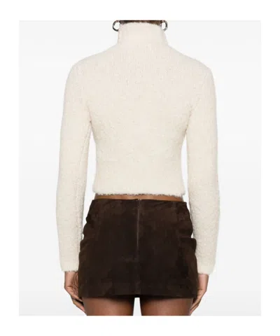 Diesel Cropped Blazer With Contrast Collar And Long Sleeves In White